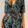 3PCS/SET Tropical Print Halter Triangle Bikini Swimsuit With Romper