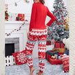 Women Pajamas Set Christmas Gift Sleepwear Red Print Elk Long Sleeve Trouser Suits