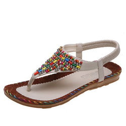 Womens Open Toe Sandals Summer Bohemia Rhinestone Sandals