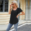 Women Spring Summer Square Neck Short Sleeve Shirt