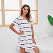 Womens Short Sleeve Stripe Printed Crewneck Dress