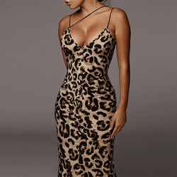 Women V-neck Leopard Fit Dress