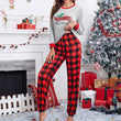 Women Christmas Pajamas Set Plaid Pant