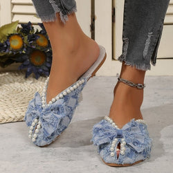 Women Flower Pearl Elegant Sliders