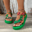 Women's Colorblock Ankle Strap Lightweight Flat Sandals