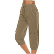 Women Elastic Waist Capri Pants with Pockets