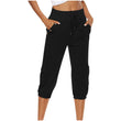 Women Elastic Waist Capri Pants with Pockets