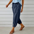 Women Elastic High Waist Loose Casual Pants with Pockets