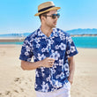 Men Hawaii Print Short Sleeves Tshirt Beach Shirt