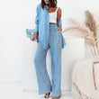 Women Casual Loose Blouse Top Elastic Waist Long Pants Set