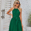 Women Halter Sleeveless Pleated Dress