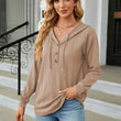 Women Sweatshirts V Neck Button Loose Hoodie Pullover