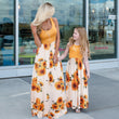 Mommy Daughter Spaghetti Strap Sleeveless Sunflower Printed Matching Dress