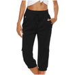 Women Elastic Waist Capri Pants with Pockets