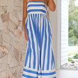 Striped Sleeveless Strap Big Hem Casual Dress