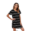 Womens Short Sleeve Stripe Printed Crewneck Dress