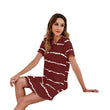 Womens Short Sleeve Stripe Printed Crewneck Dress