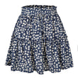 Women Floral Ruffle Hem Black Ruffle Skirt A-line Flowy Short Skirt