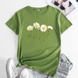 Women Flower Basic Short Sleeves Tshirt