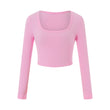 Women Scoop Neck Rib Crop T-shirt