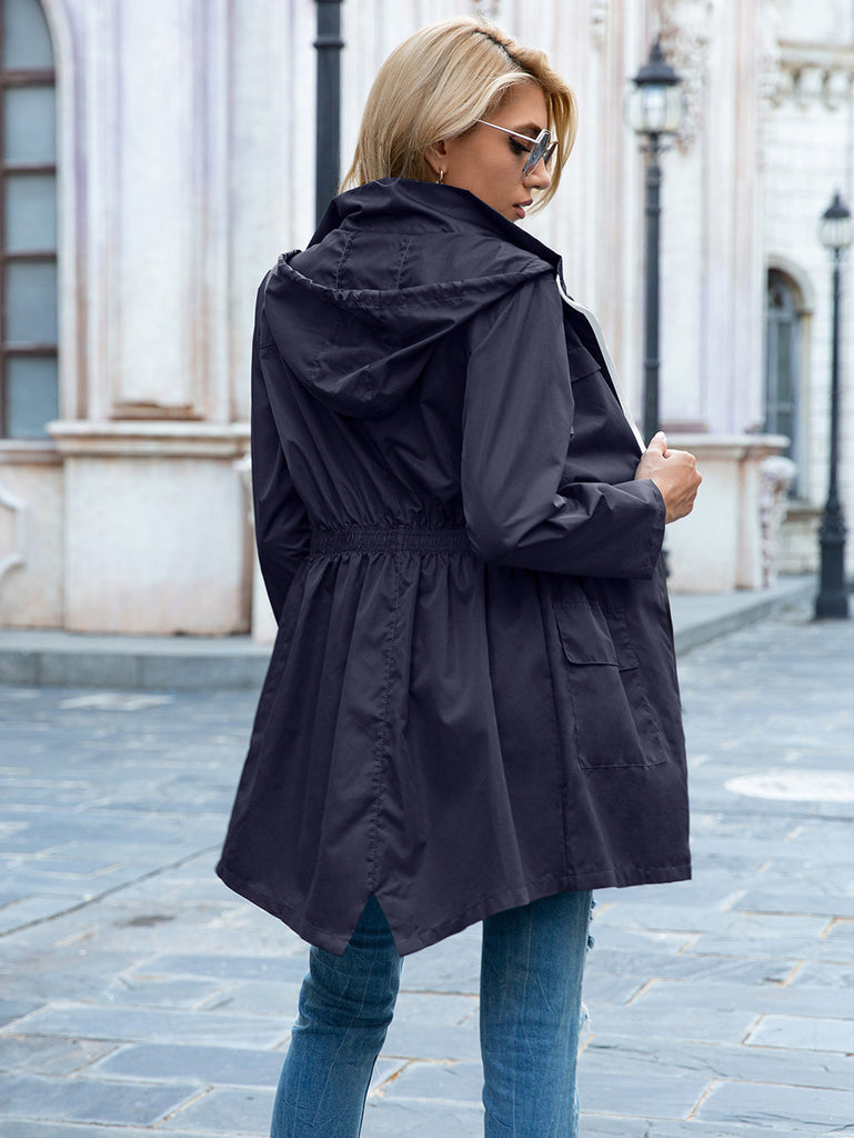 Long black cheap raincoat women's