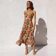 Women Printed V-neck Spaghetti Strap Dress