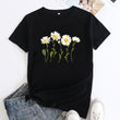 Women Flower Basic Short Sleeves Tshirt