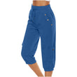 Women Elastic Waist Capri Pants with Pockets