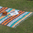 Mexican Serape Blanket with Tassel Bright Colorful Stripe Rainbow Throw Blanket Camping Blanket