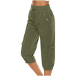 Women Elastic Waist Capri Pants with Pockets