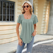 Women Spring Summer Square Neck Short Sleeve Shirt