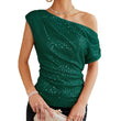 Women Sleeveless Dressy Sparkle Sequin Halter Top