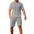 Men's 2 Piece Outfits Striped Short Sleeve Tee and Drawstring Shorts Set