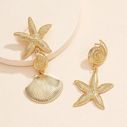 Women Starfish Seashell Alloy Earrings