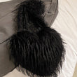 Plush Shoulder Bag Heart Shaped Purse Faux Fur Crossbody Bag