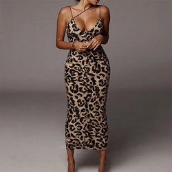 Women V-neck Leopard Fit Dress