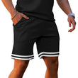 Men's 2 Piece Outfits Striped Short Sleeve Tee and Drawstring Shorts Set