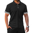 Men's 2 Piece Outfits Striped Short Sleeve Tee and Drawstring Shorts Set