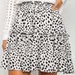 Women Floral Ruffle Hem Black Ruffle Skirt A-line Flowy Short Skirt