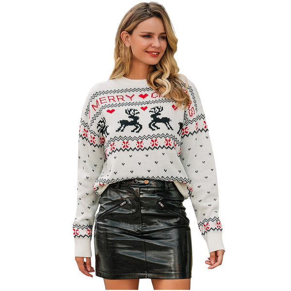 MERRY CHRISTMAS Women Knitted Sweater Pullover Jumper