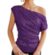 Women Sleeveless Dressy Sparkle Sequin Halter Top