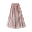 Women Sparkling Star Swing Sequin Tulle Long Skirt