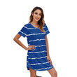 Womens Short Sleeve Stripe Printed Crewneck Dress