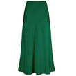 Women High Waist Solid Maxi Satin Skirt