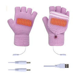 USB Heated Gloves Mitten Winter Hands Warm Knitting  Gloves