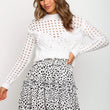 Women Floral Ruffle Hem Black Ruffle Skirt A-line Flowy Short Skirt