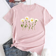 Women Flower Basic Short Sleeves Tshirt