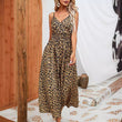 Women's  V-Neck Sleeveless Leopard Print Spaghetti Straps Long Dress
