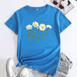 Women Flower Basic Short Sleeves Tshirt