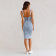 Women's U-neck Sleeveless Bodycon Denim Dress